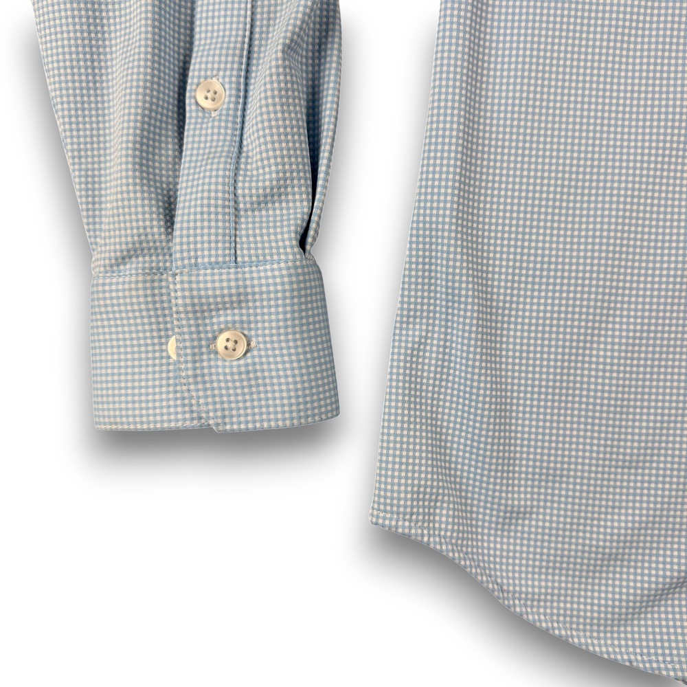 Mizzen+Main Spinnaker Shirt Mens M Blue Gingham Button Down Trim Fit Made in USA - Picture 4 of 10